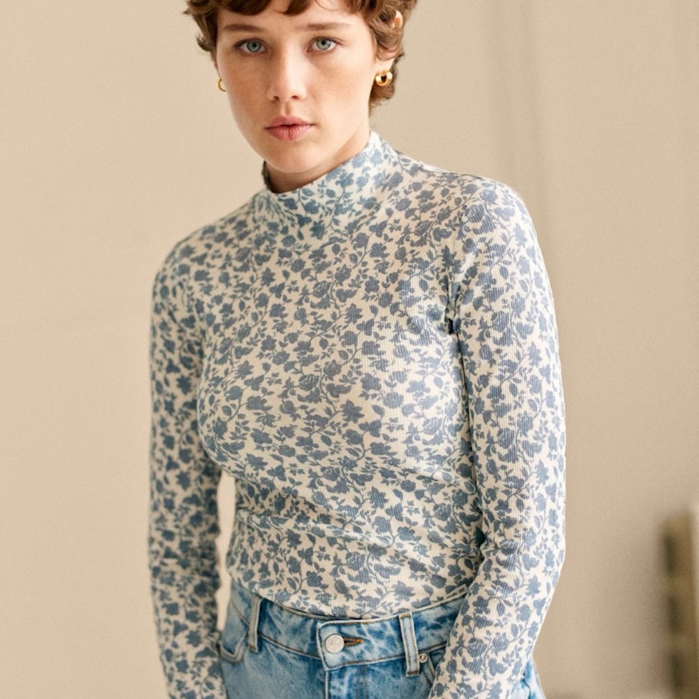 NWT Sezane Felix Jumper - Ecru Garden Print - Size 36